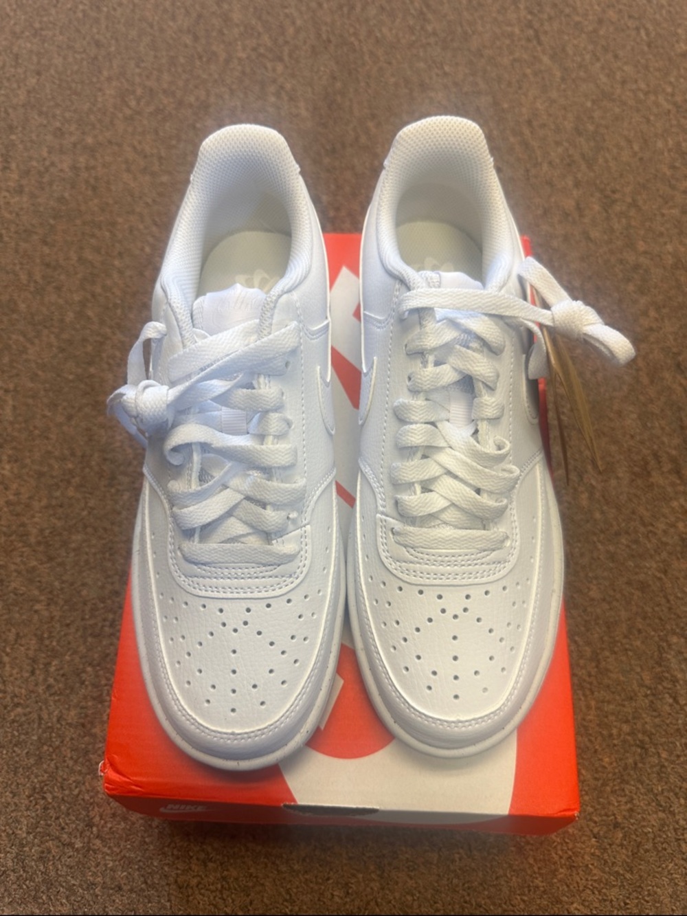 Nike Kids White Low-Top Sneakers with Perforated Toe